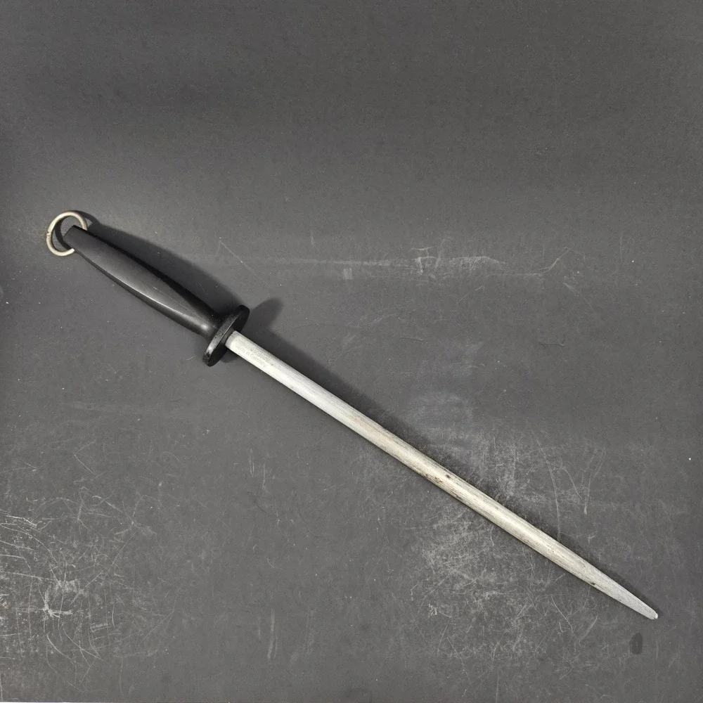 Vintage F Dick Sharpening Steel Rod Made In Germany Black Handle 12